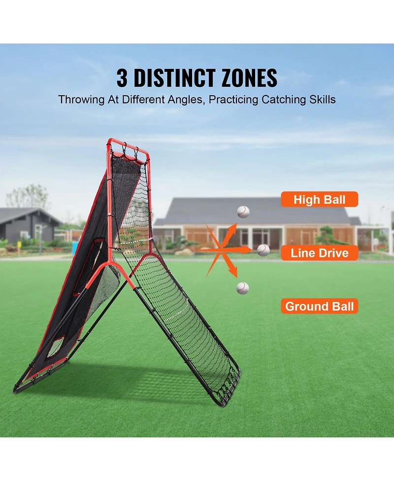 Vevor Baseball And Softball Rebounder Net 3x4.5 ft 2-in-1 Switch Hitter Pitch