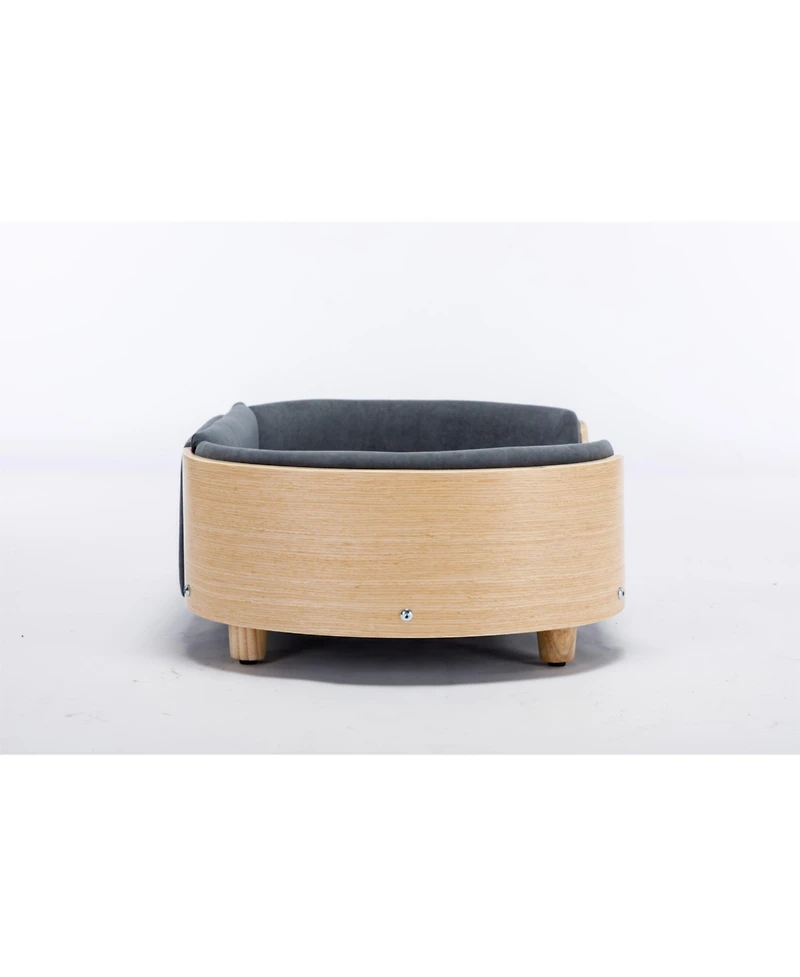 Zeny Mid Scandinavian Style Elevated Dog Bed Pet Sofa with Solid Wood legs and Bent Back, Velvet Cushion