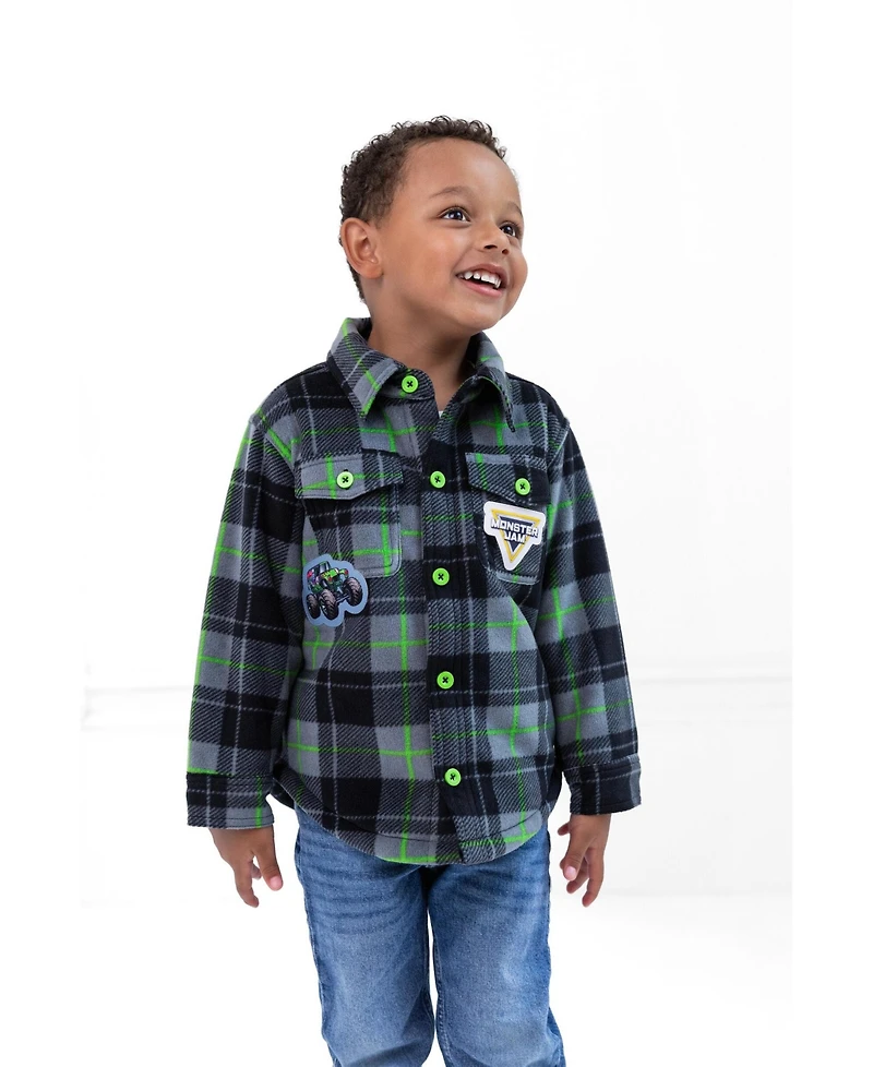 Monster Jam Boy's (6-8) Grave Digger Button Front Shacket