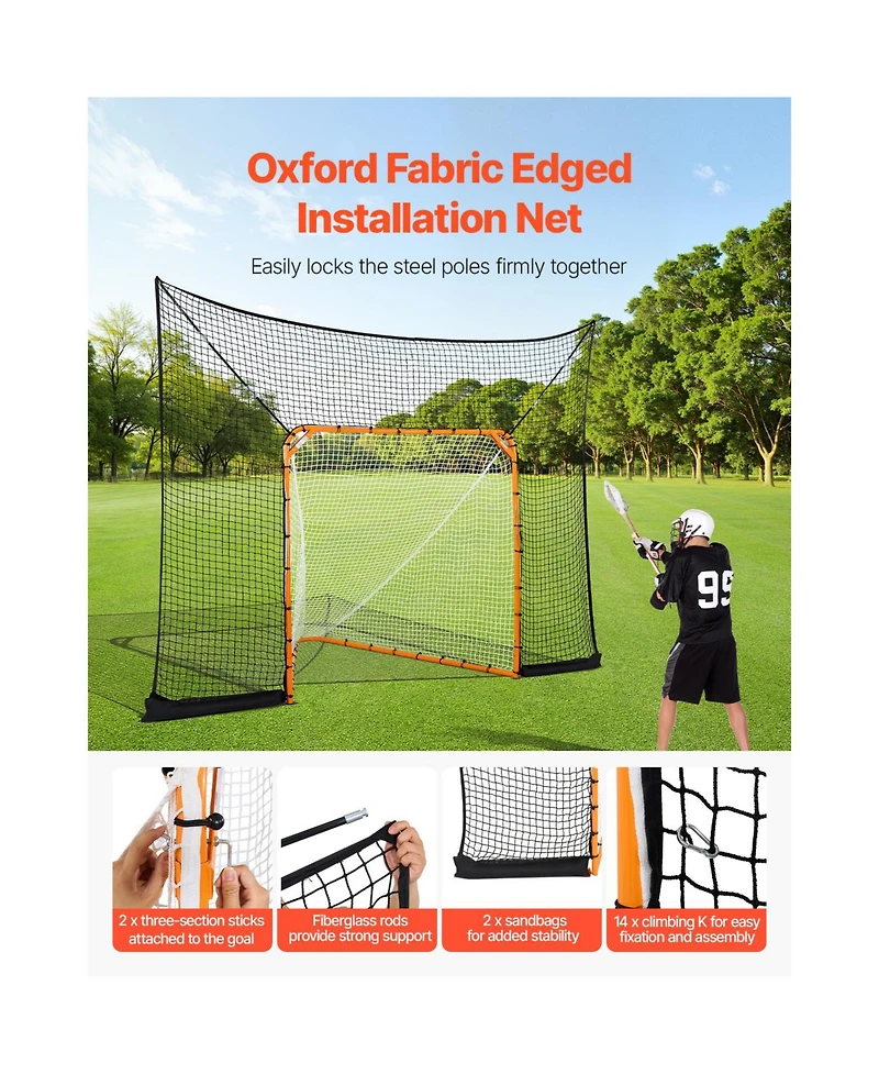 Vevor 12x9 ft Hockey Lacrosse Goal Backstop Training Net Extended Coverage Net Only