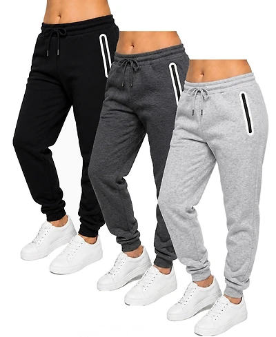 Blue Ice Women's Loose-Fit Fleece-Lined Jogger With Heat Seal Zipper Side Pockets-3 Pack
