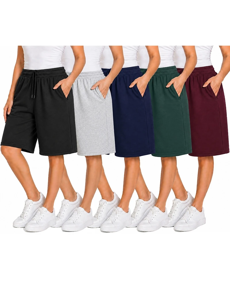 Blue Ice Women's Loose Fit Cotton Blend Lounge Shorts- 5-Pack