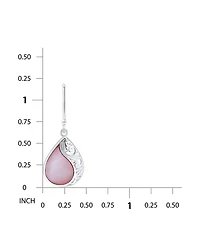 Macy's Pink Shell Inlay Fine Silver-Plated Teardrop Filagree Fishhook Earrings