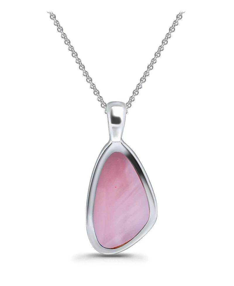 Macy's Pink Shell Inlay Fine Silver-Plated Freeform Shape Pendant Necklace