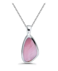 Macy's Pink Shell Inlay Fine Silver-Plated Freeform Shape Pendant Necklace
