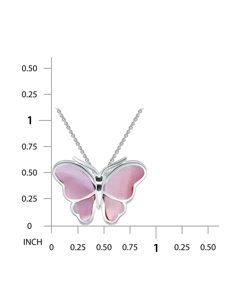 Macy's Pink Shell Inlay Fine Silver-Plated Butterfly Slide Necklace