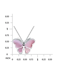 Macy's Pink Shell Inlay Fine Silver-Plated Butterfly Slide Necklace