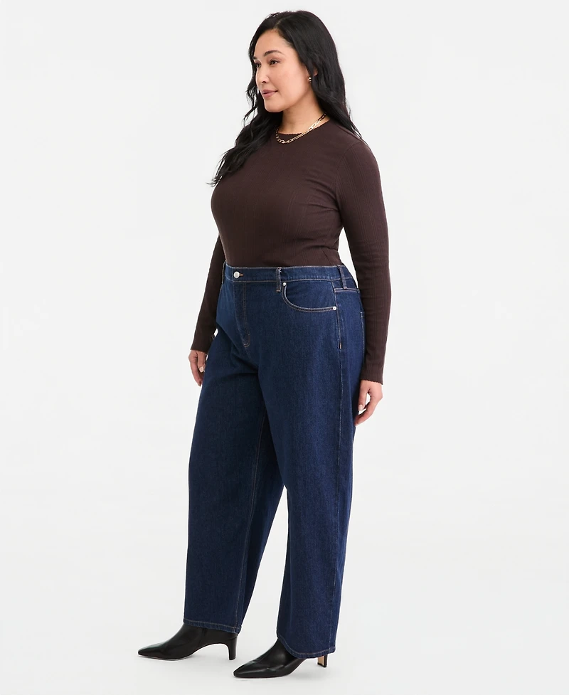 On 34th Plus Low-Curve Wide-Leg Mid-Rise Jeans, Macy's Exclusive