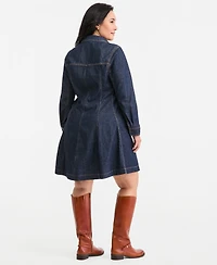 On 34th Plus Denim Mini Long-Sleeve Shirt Dress, Macy's Exclusive
