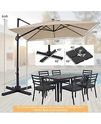 Sugift 10 feet Cantilever Patio Umbrella with Solar Led Lights for Pool and Garden