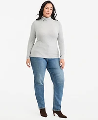 On 34th Plus Long-Sleeve Mockneck Jersey Top, Macy's Exclusive