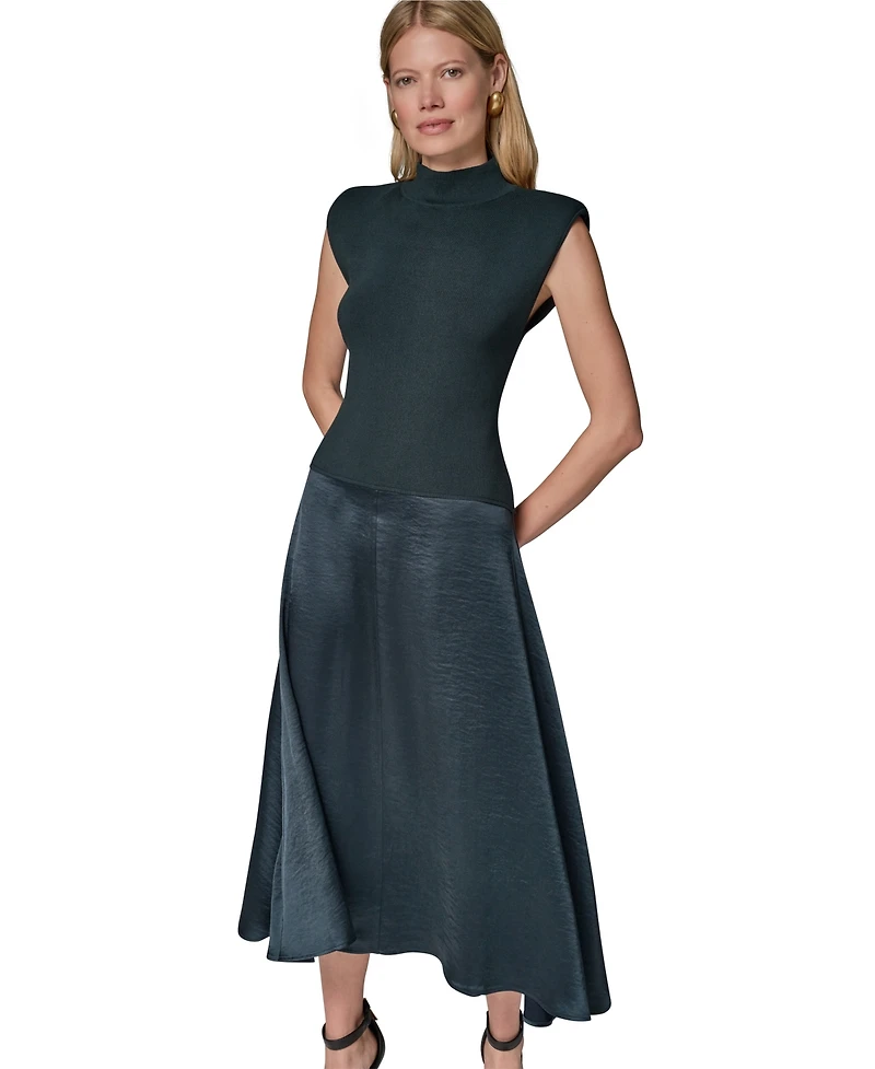 Donna Karan New York Women's Viscose Mixed Media Midi Dress