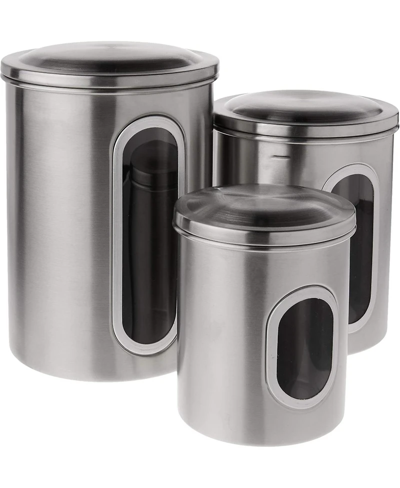 Mega Casa Megacasa 3 Piece Stainless Steel Canister Set in Brown Finish