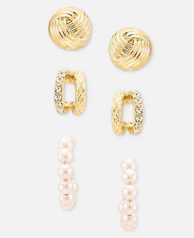 Anne Klein Knot Stud & Hoop Earrings, 3-Piece Set