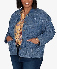Ruby Rd. Plus Quilted Floral Denim Jacket