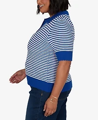 Ruby Rd. Plus Two-Tone Collared Elbow Sleeve Sweater