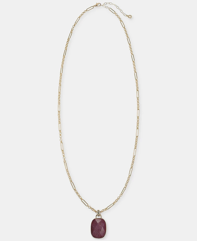 Anne Klein Stone Pendant Necklace, 34" + 3" extender