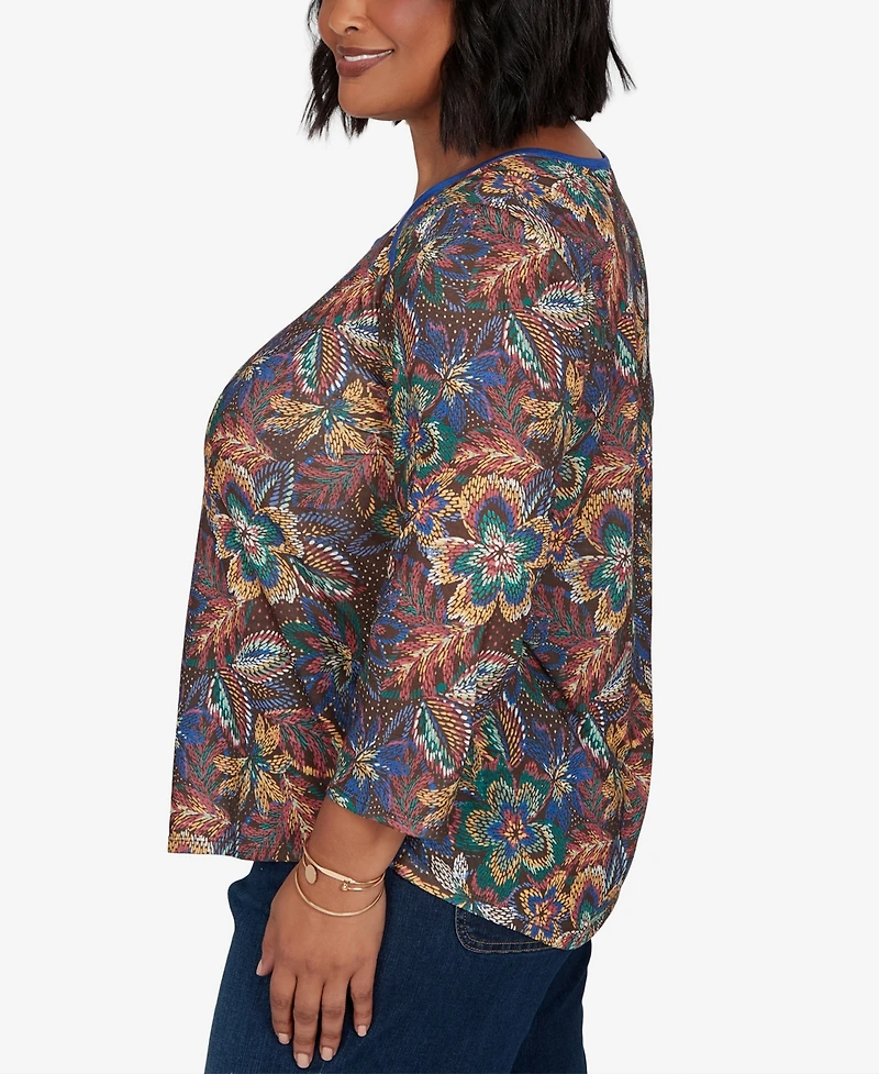 Ruby Rd. Plus Textured Floral Print Knit Top