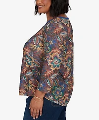 Ruby Rd. Plus Textured Floral Print Knit Top