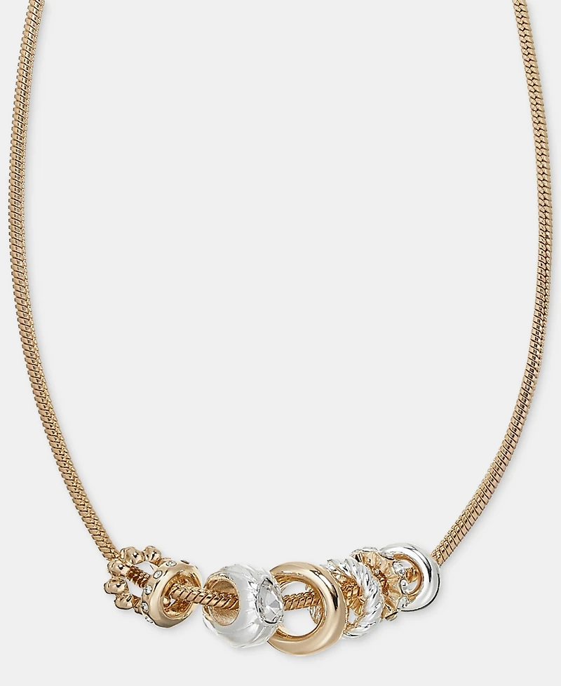 Anne Klein Crystal Rondelle Charm Collar Necklace, 16" + 3" extender