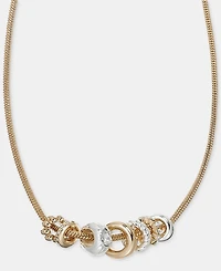 Anne Klein Crystal Rondelle Charm Collar Necklace, 16" + 3" extender