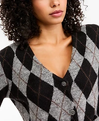 Bar Iii Women's Argyle Cropped V-Neck Cardigan, Macy's Exclusive