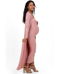 Pinkblush Women's Mauve Ribbed Sleeveless Dress Cardigan Set