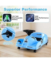 Slickblue 12V Kids Go Kart Ride-On with Cleaning Mop and Remote Control