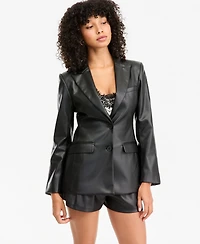 Bar Iii Women's Faux-Leather Sculpted Blazer, Macy's Exclusive