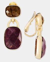 Anne Klein Stone Clip-On Double Drop Earrings
