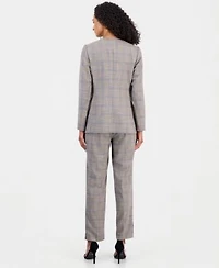 Anne Klein Womens Faux Double Breasted Jacket Pleated Cowl Neck Sleeveless Top Mid Rise Straight Leg Ankle Pants
