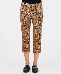 Petite Leopard-Print Rivet Pull-On Capris, Created for Macy's