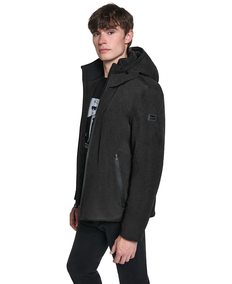 Karl Lagerfeld Paris Men's FlexTech Hooded Parka Jacket