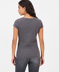 Guess Women's Graphic Boxy Raw-Edge T-Shirt