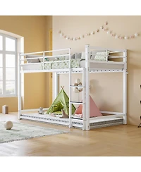 Streamdale Furniture Twin Over Twin Metal Bunk Bed with Ladder and Guardrail