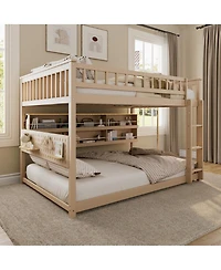 Streamdale Furniture Full over Full Bunk Bed with Shelving, Lights, and Pegboard