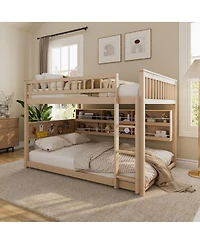 Streamdale Furniture Full over Full Bunk Bed with Shelving, Lights, and Pegboard