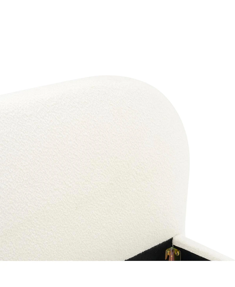 Streamdale Furniture Cream Style Fabric Upholstered Bed, Simple Modern Bedroom Double Bed