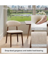 flynama Set of 2 Flannelette Dining Chairs, Solid Oak Wood Legs 300lbs Capacity Armless Side Chairs