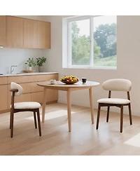 flynama Set of 2 Flannelette Dining Chairs, Solid Oak Wood Legs 300lbs Capacity Armless Side Chairs