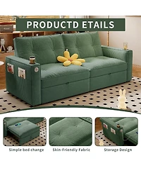 Clihome 2-in-1 Multi-Functional Sofa Bed,Made of Modern Corduroy Fabric,Suitable for Living Rooms,Bedrooms,Apartments and Small spaces