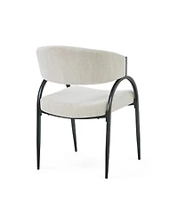 Boyel Living 2-Piece Modern Dining Chairs, Beige Upholstered Seat and Backrest, Sturdy Metal Legs, Contemporary Kitchen
