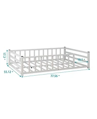 Streamdale Furniture Metal Floor Bed with Guardrails, No Box Spring Needed