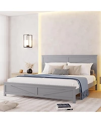 Streamdale Furniture Farmhouse King Bed with Barn Door Headboard and Footboard