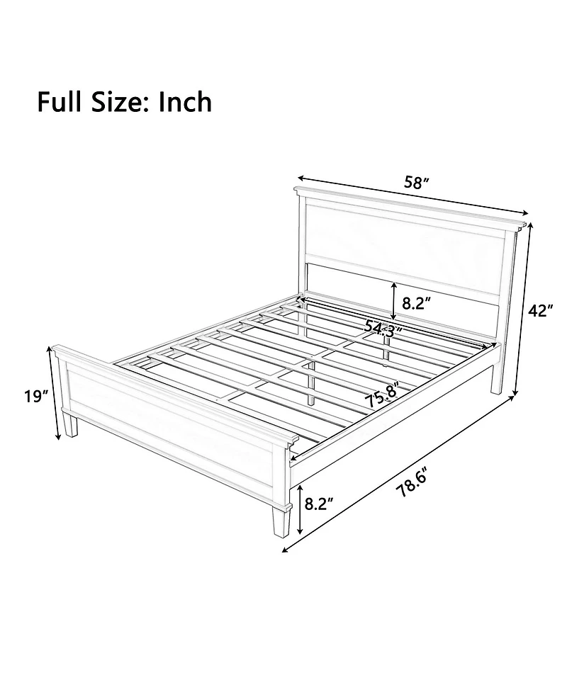 Streamdale Furniture Mid-Century Modern Wood Platform Bed with Headboard