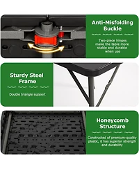 Aofar 4 Feet Folding Table Heavy Duty Plastic Lock Function