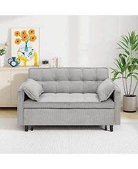 Streamdale Furniture Corduroy Modular Sleeper Sofa with Pull Out Bed