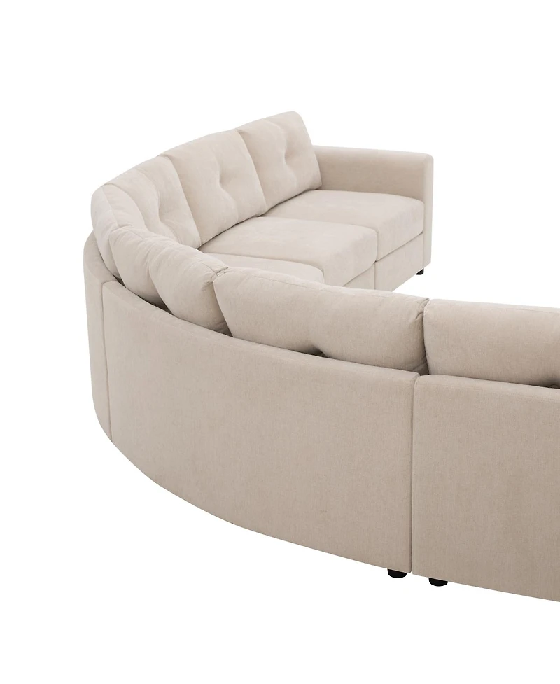 Streamdale Furniture 6-Piece Upholstered Curved Modular Sectional Sofa with Button
