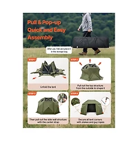 Sugift 13 x 13 feet Pop Up Gazebo Screen Tent 13 Sided Camping Canopy with Mesh Windows Carry Bag