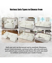 Clihome Deep Seat Sectional Sofa Cloud Couch with Ottoman, Modern Chenille Comfy Love Upholstered Modular L Shaped